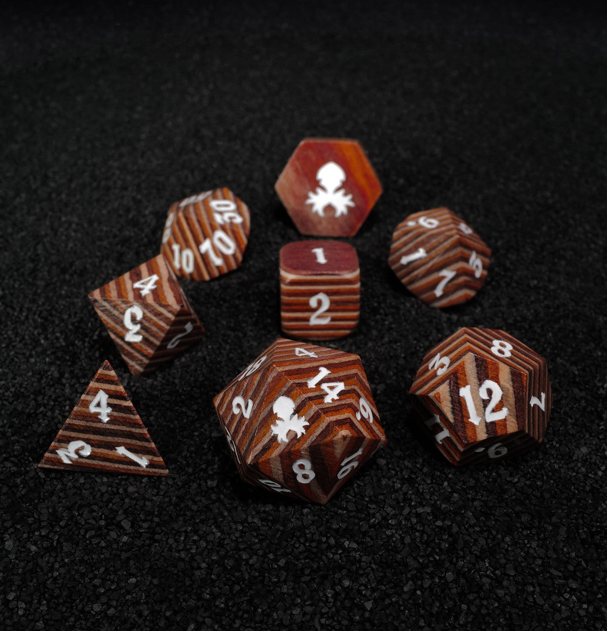 Light Colored 8pc Wooden Dice set
